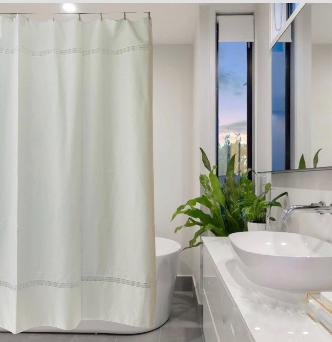 CORTINA DE BAÑO TRIPLE DESHILADO