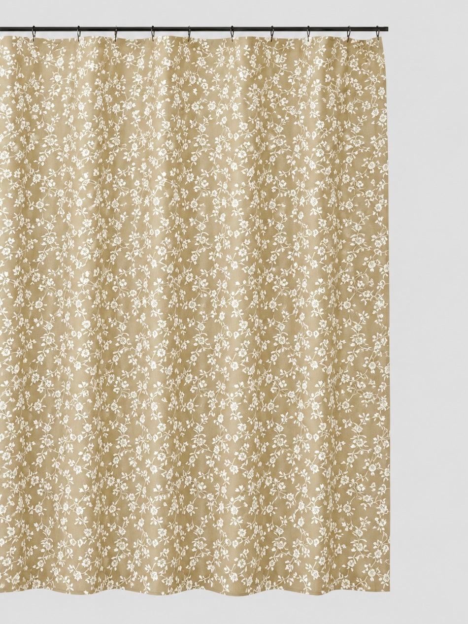 CORTINA DE BAÑO FLOR BEIGE