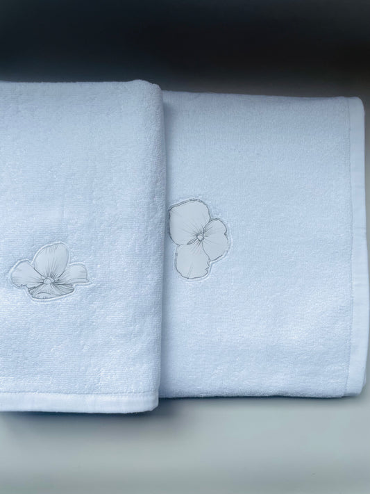 JUEGO DE TOALLAS FLOR GRIS
