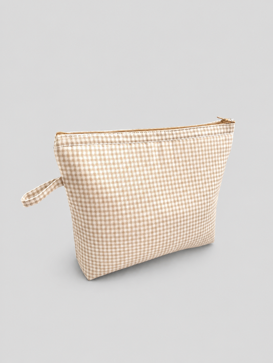 ESTUCHE-COSMETIQUERO CUADROS BEIGE