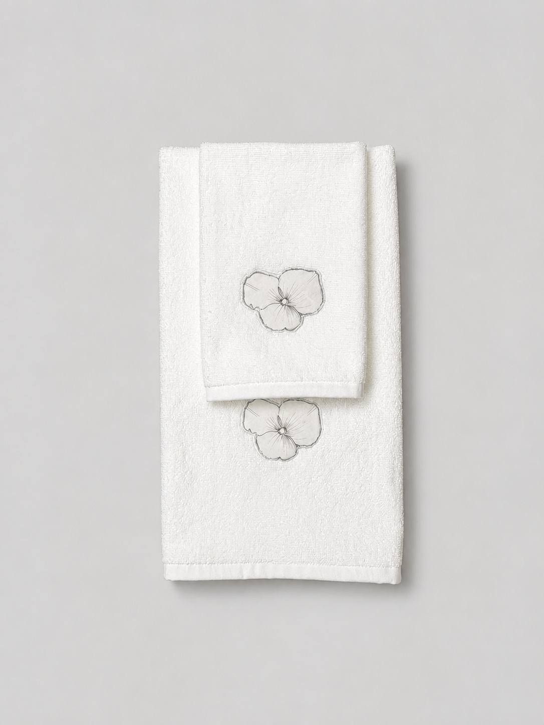 CONJUNTO TOALLA MANO-VISITA FLOR GRIS