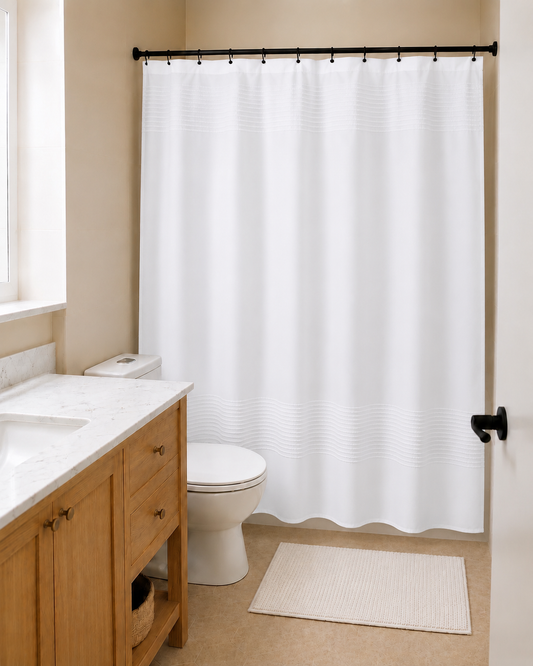 CORTINA DE BAÑO PESPUNTE BLANCO