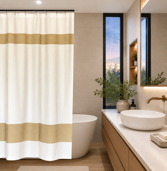 CORTINA DE BAÑO PESP A MANO BEIGE