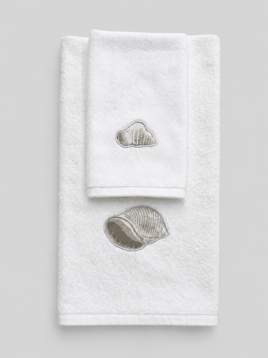 CONJUNTO TOALLA MANO-VISITA CONCHAS GRIS